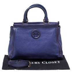 Pre Owned Tory Burch Purple Leather Hannah Tote