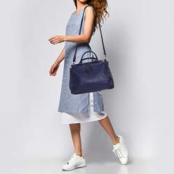 Pre Owned Tory Burch Purple Leather Hannah Tote