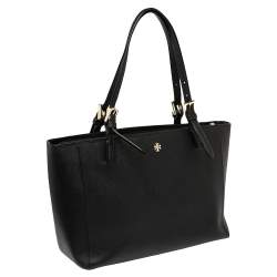 Pre Owned Tory Burch Black Leather York Buckle Tote