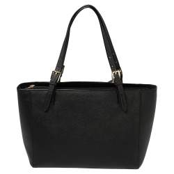 Pre Owned Tory Burch Black Leather York Buckle Tote