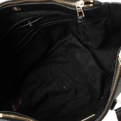 Pre Owned Tory Burch Black Perforated Saffino Leather Robinson Tote