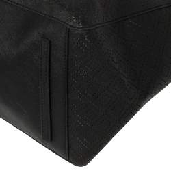 Pre Owned Tory Burch Black Perforated Saffino Leather Robinson Tote