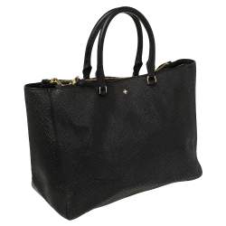 Pre Owned Tory Burch Black Perforated Saffino Leather Robinson Tote