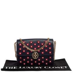 مملوكة مسبقًا Tory Burch Blue Leather Duet Chain Embellished Shoulder Bag