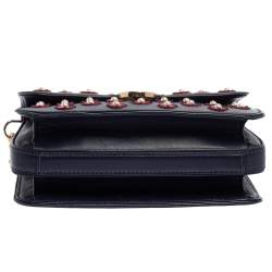 مملوكة مسبقًا Tory Burch Blue Leather Duet Chain Embellished Shoulder Bag