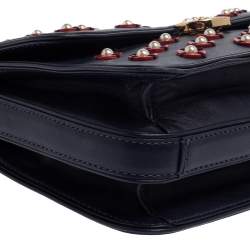 مملوكة مسبقًا Tory Burch Blue Leather Duet Chain Embellished Shoulder Bag