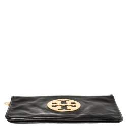 Pre Owned حقيبة كلتش توري برش "ريفا" قلاب و سلسلة جلد أسود