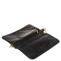 Pre Owned حقيبة كلتش توري برش "ريفا" قلاب و سلسلة جلد أسود