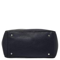 Pre Owned Tory Burch Navy Blue Leather Robinson Double Zip Tote 