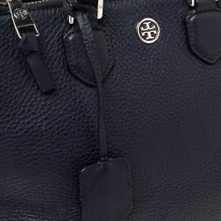 Pre Owned Tory Burch Navy Blue Leather Robinson Double Zip Tote 