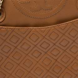 Pre Owned حقيبة كتف توري برش فليمينغ متوسط جلد بني