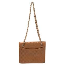 Pre Owned حقيبة كتف توري برش فليمينغ متوسط جلد بني