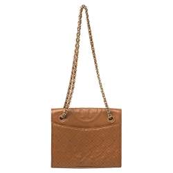 Pre Owned حقيبة كتف توري برش فليمينغ متوسط جلد بني