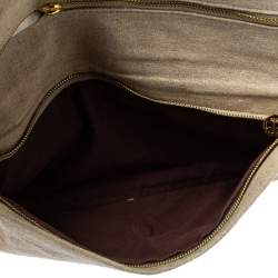 مملوكة مسبقًا حقيبة كلتش توري برش ريفا قلاب سلسلة جلد و قماش و بلاستيك مشمع تفريغات ذهبي و بني 