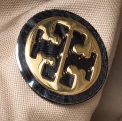 Pre Owned Tory Burch Black Patent Leather and Canvas Mini Tory Tote