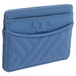 مملوكة مسبقًا Tory Burch Cornflower Blue Quilted Leather Card Holder