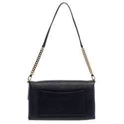 Pre Owned Tory Burch Black Leather Kira Chain Clutch