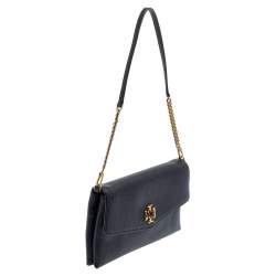 Pre Owned Tory Burch Black Leather Kira Chain Clutch