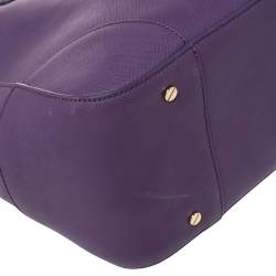 Pre Owned Tory Burch Purple Leather Robinson Double Zip Tote