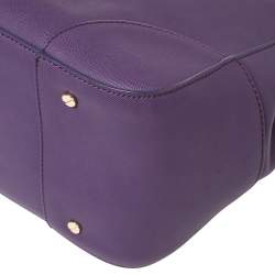 Pre Owned Tory Burch Purple Leather Robinson Double Zip Tote