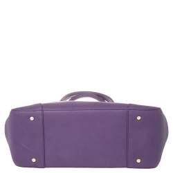 Pre Owned Tory Burch Purple Leather Robinson Double Zip Tote