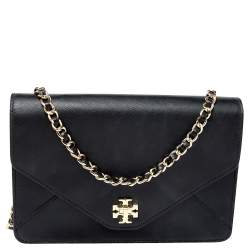 Pre Owned Tory Burch Black Leather Kira Shoulder Bag