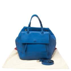 Pre Owned Tory Burch Royal Blue Leather Half Moon Satchel
