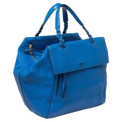 Pre Owned Tory Burch Royal Blue Leather Half Moon Satchel