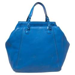 Pre Owned Tory Burch Royal Blue Leather Half Moon Satchel