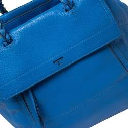 Pre Owned Tory Burch Royal Blue Leather Half Moon Satchel