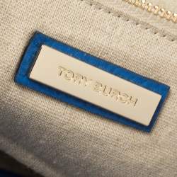 Pre Owned Tory Burch Royal Blue Leather Half Moon Satchel