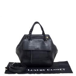 Pre Owned Tory Burch Black Leather Small Half Moon Satchel