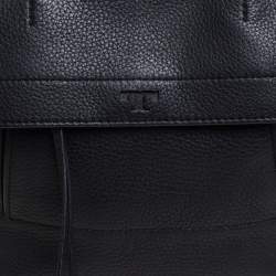 Pre Owned Tory Burch Black Leather Small Half Moon Satchel