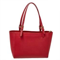 مملوكة مسبقًا Tory Burch Red Leather Medium York Buckle Tote