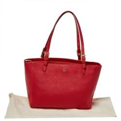مملوكة مسبقًا Tory Burch Red Leather Medium York Buckle Tote