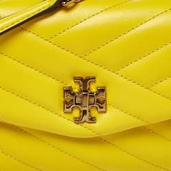 Pre Owned Tory Burch Yellow Leather Kira Chain Clutch