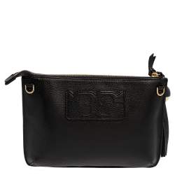 Pre Owned Tory Burch Black Leather Kira Tassel Crossbody Bag