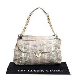 Tory Burch Cream Python Embossed Leather Simon Shoulder Bag
