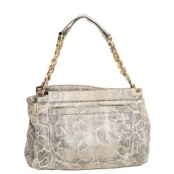 Tory Burch Cream Python Embossed Leather Simon Shoulder Bag