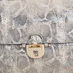 Tory Burch Cream Python Embossed Leather Simon Shoulder Bag
