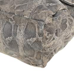 Tory Burch Cream Python Embossed Leather Simon Shoulder Bag