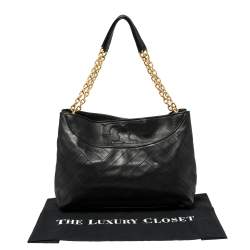 Tory Burch Black Quilted Leather Alexa Tote