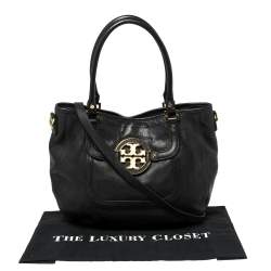 Pre Owned Tory Burch Black Leather Amanda Hobo