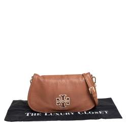 Tory Burch Brown Leather Britten Flap Crossbody Bag