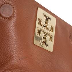 Tory Burch Brown Leather Britten Flap Crossbody Bag