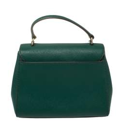 Pre Owned Tory Burch Green Leather Robinson Small Top Handle Bag