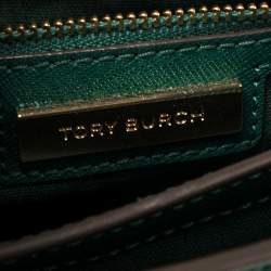 Pre Owned Tory Burch Green Leather Robinson Small Top Handle Bag