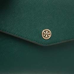 Pre Owned Tory Burch Green Leather Robinson Small Top Handle Bag
