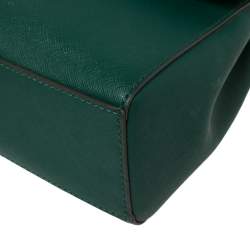 Pre Owned Tory Burch Green Leather Robinson Small Top Handle Bag