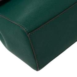 Pre Owned Tory Burch Green Leather Robinson Small Top Handle Bag